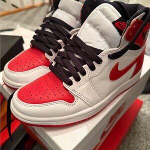 Nike Kids Red and White Air Jordan 1 Sneakers